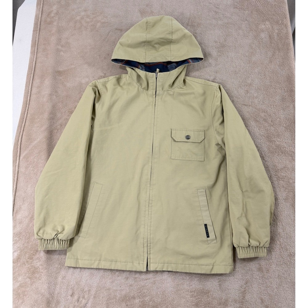 VISSLA Reversible Jacket Youth Khaki Zip Hooded Blanket Lined Warm XL EUC